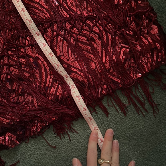 Vintage Great Gatsby Flapper Sequins Red Frill Dress - Picture 10 of 10